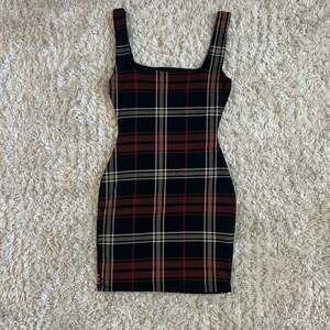 epiphany Square Neck Plaid Bodycon Mini Dress